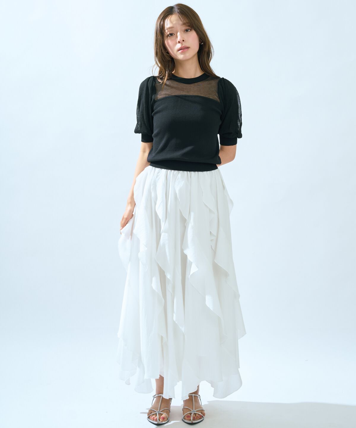 アンドクチュール「シアーニットクルーネックプルオーバー」|ニット・セーター|