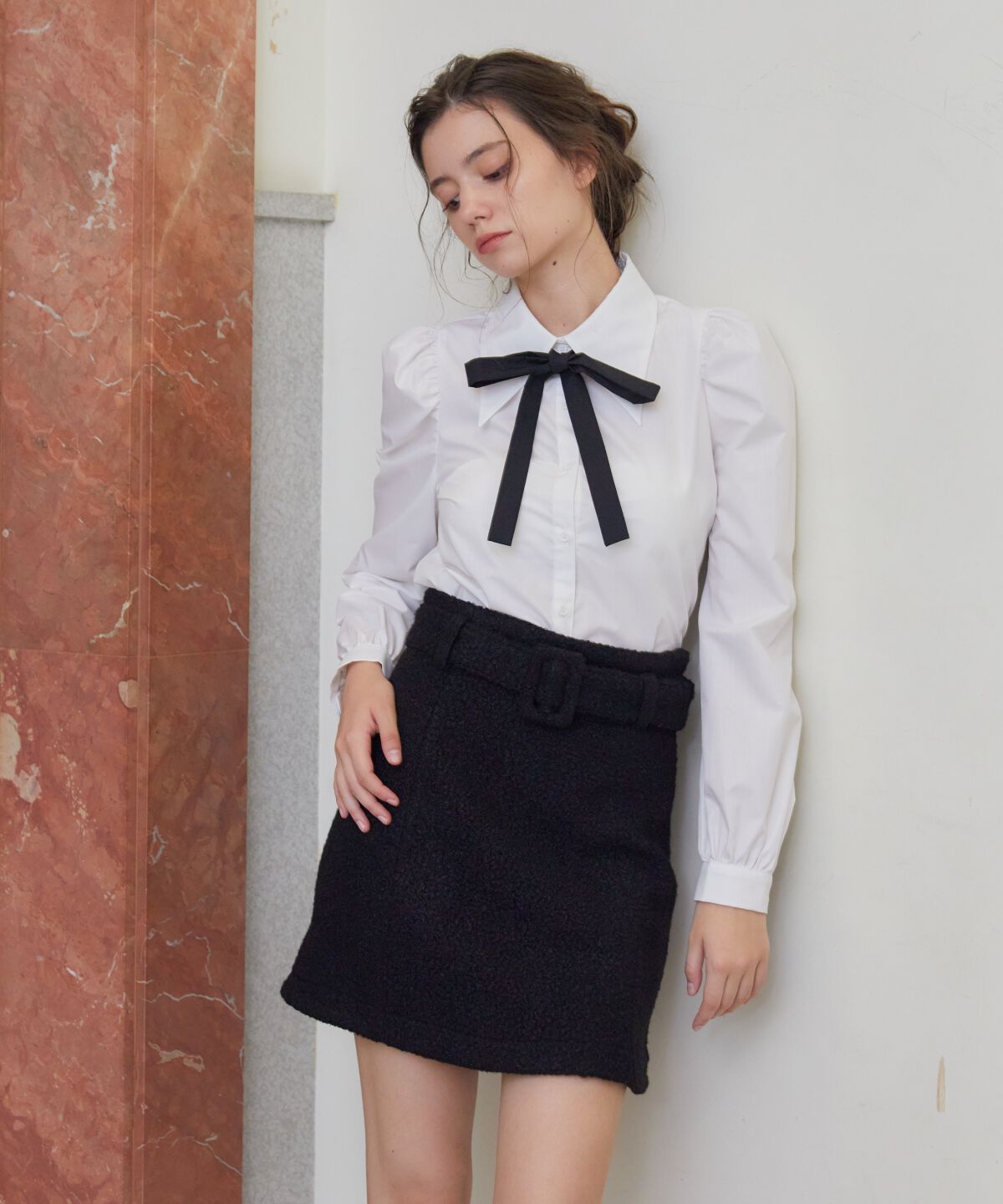 REDYAZEL「ベルティッドブークレミニスカート」|台形|