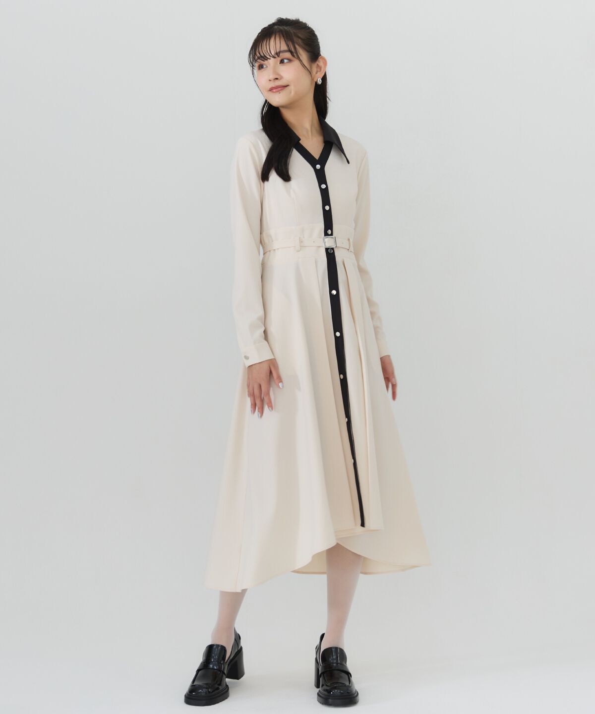 REDYAZEL「バイカラースキッパーシャツワンピース」|ワンピース|