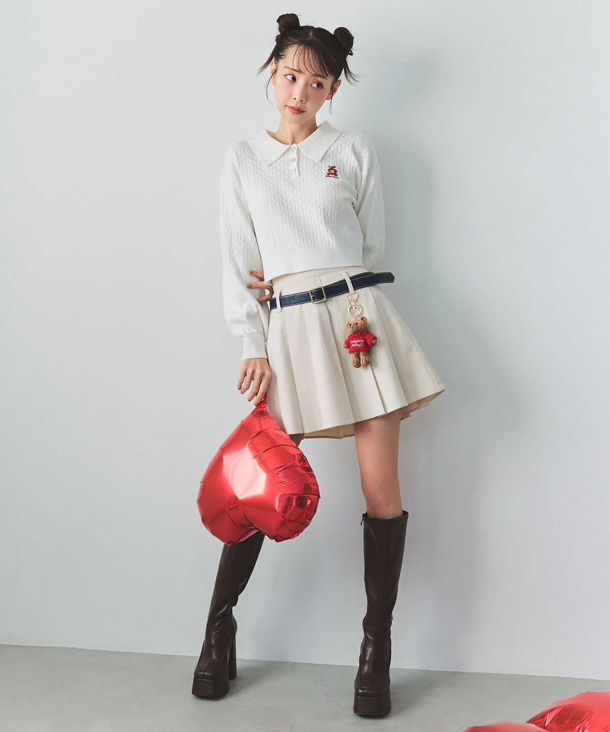 REDYAZEL「Azelyハートミニケーブルポロニット」|ニット・セーター|