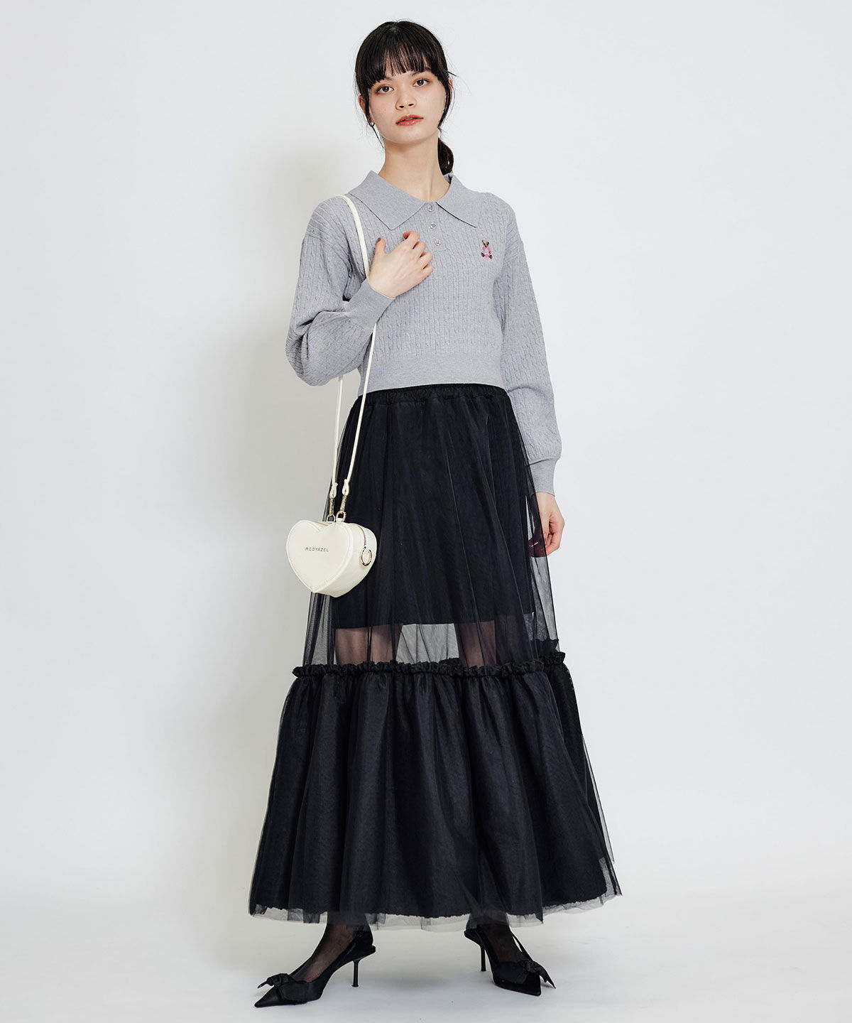 REDYAZEL「Azelyハートミニケーブルポロニット」|ニット・セーター|