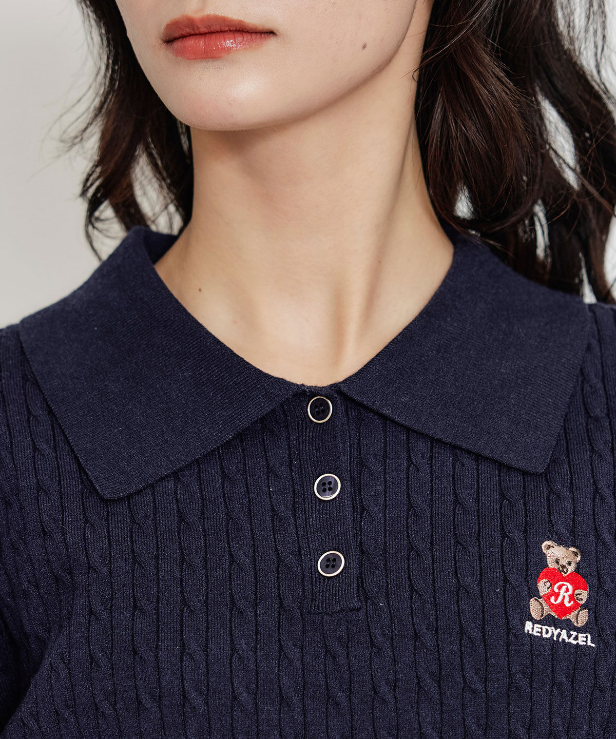 REDYAZEL「Azelyハートミニケーブルポロニット」|ニット・セーター|
