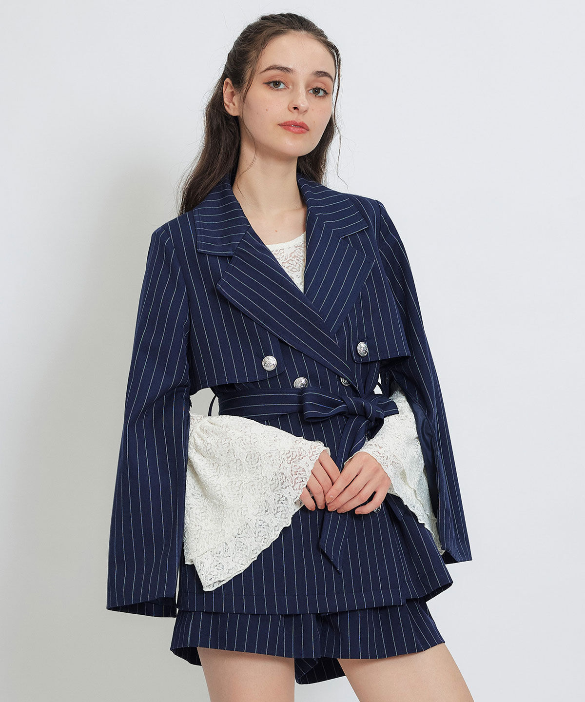 REDYAZEL「ボリュームスリーブシアーレースブラウス&times;ベーシックキャミソール」|Tシャツ・カットソー|