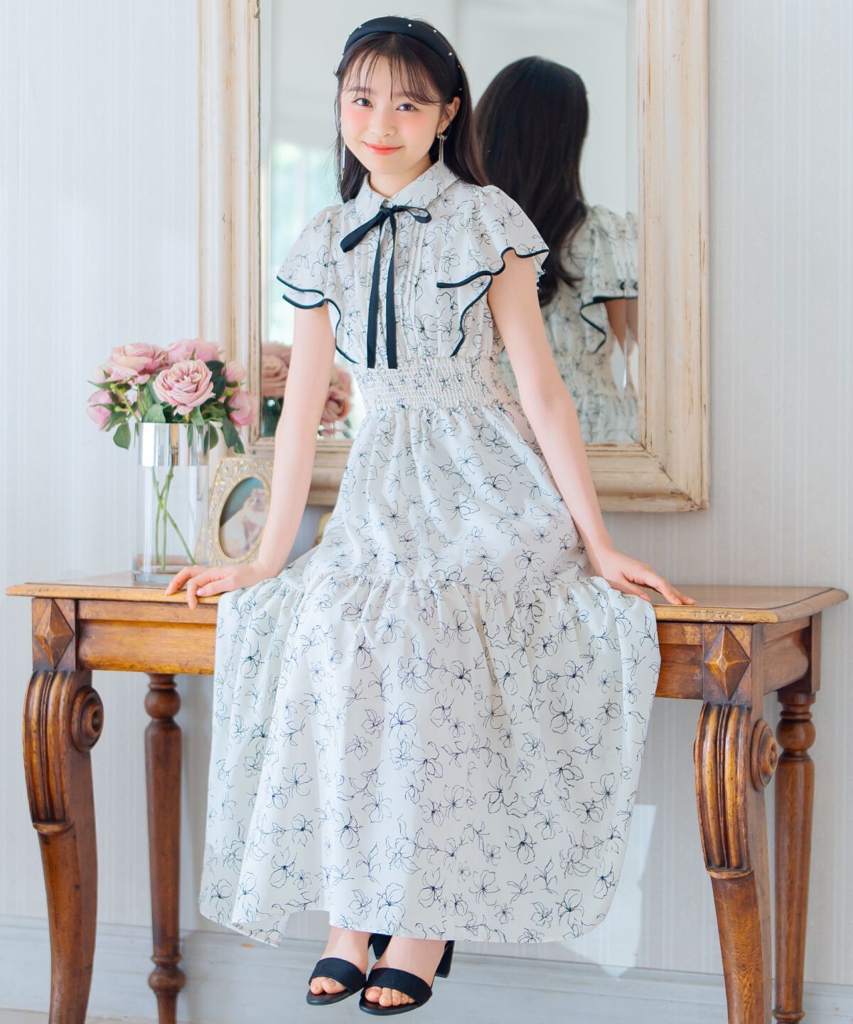 WILLSELECTION「ラインフラワーパイピングティアードワンピース」|ワンピース|