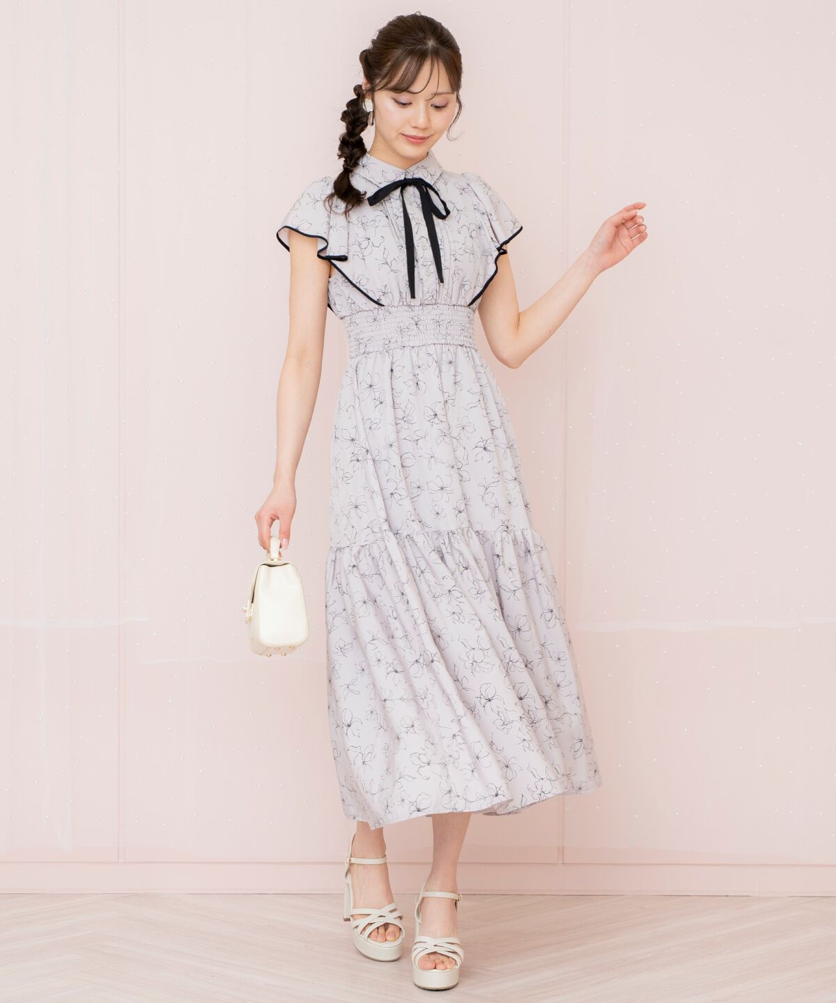 WILLSELECTION「ラインフラワーパイピングティアードワンピース」|ワンピース|