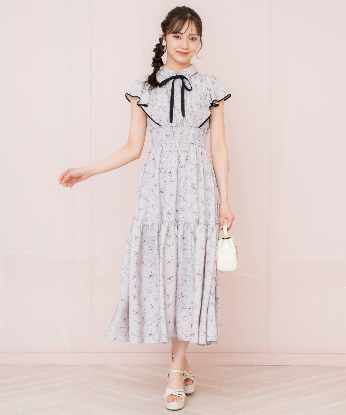 WILLSELECTION「ラインフラワーパイピングティアードワンピース」|ワンピース|