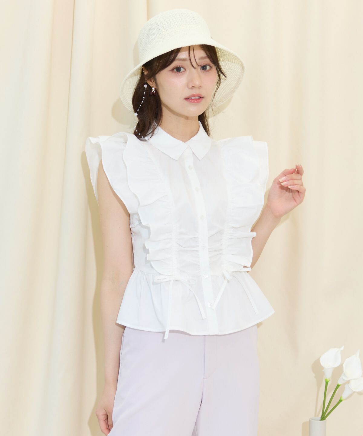 WILLSELECTION「ギャザーリボンフリルスリーブブラウス」|シャツ・ブラウス|