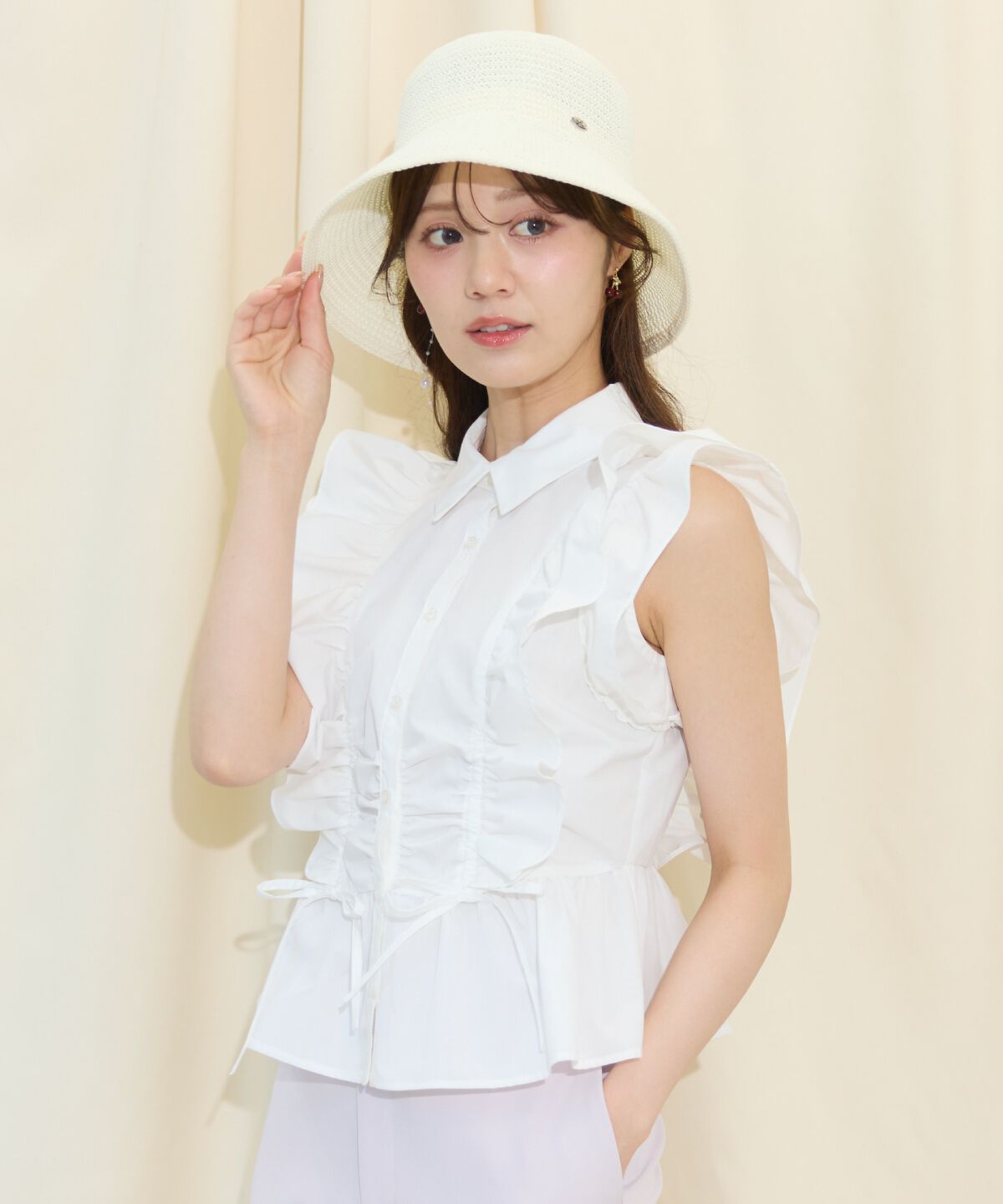 WILLSELECTION「ギャザーリボンフリルスリーブブラウス」|シャツ・ブラウス|