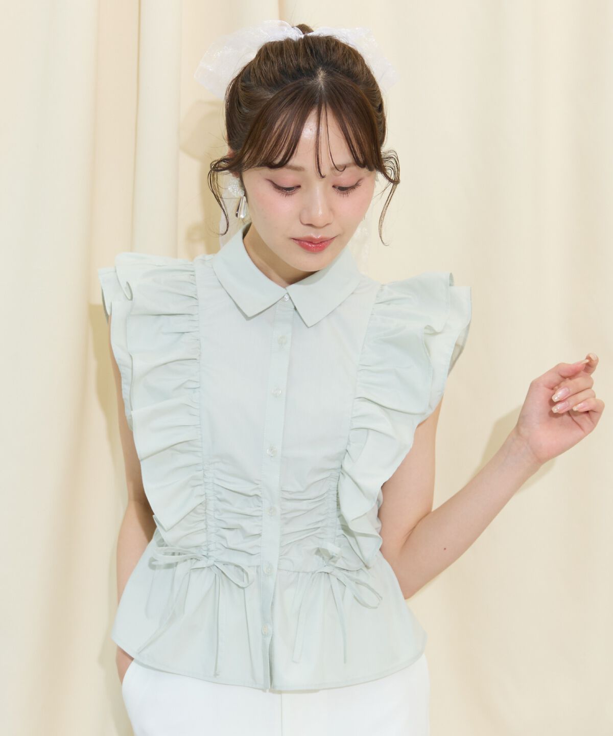 WILLSELECTION「ギャザーリボンフリルスリーブブラウス」|シャツ・ブラウス|