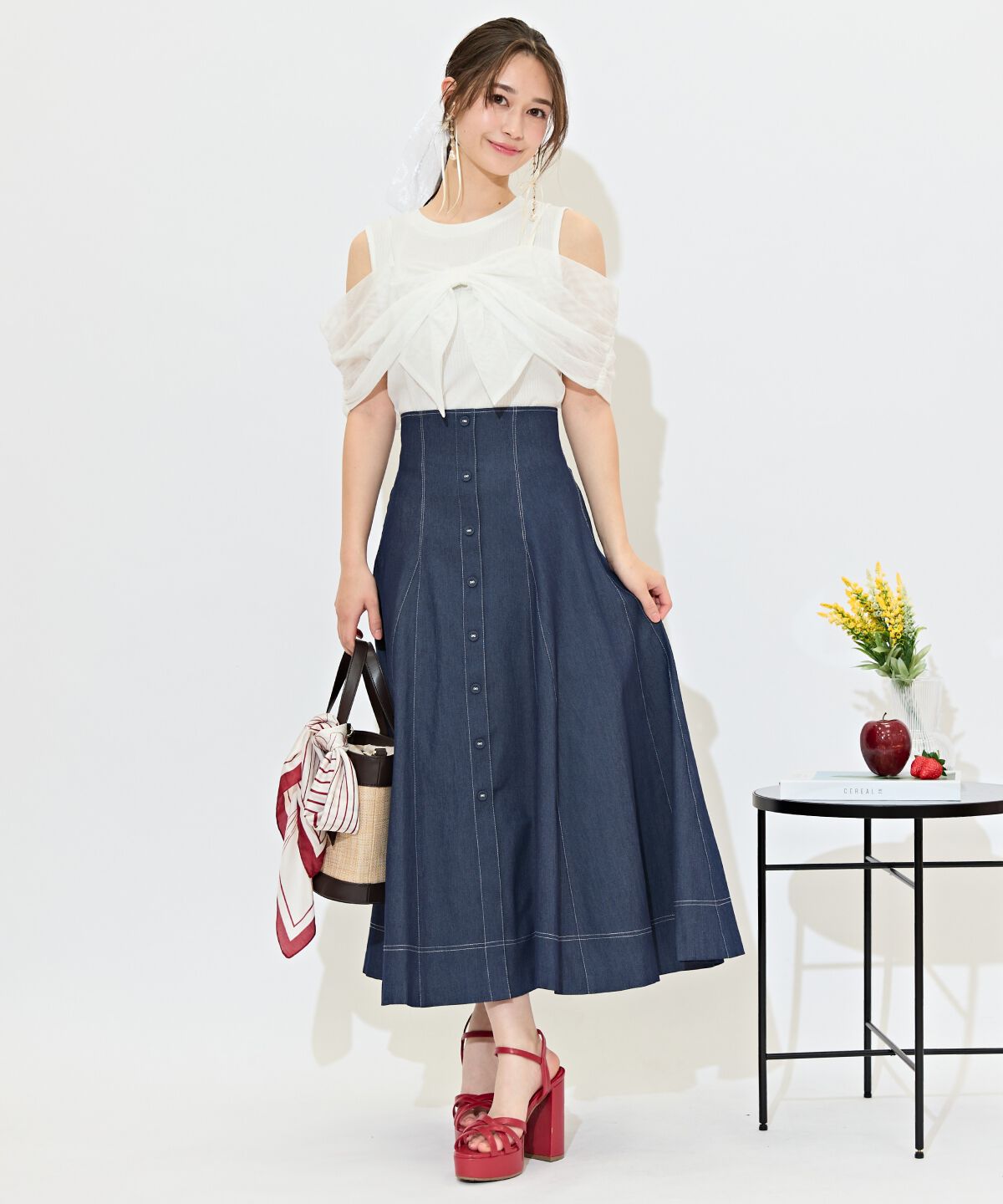 WILLSELECTION「ハイウエストデニムフレアスカート」|フレア|