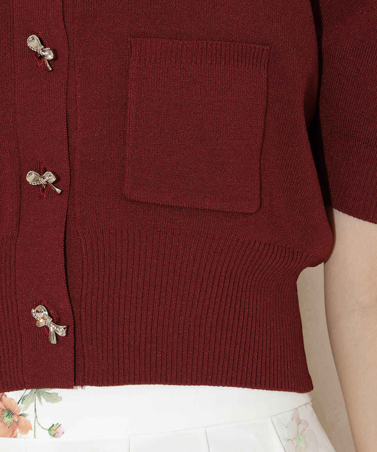 WILLSELECTION「ビジューリボンタックスリーブカーディガン」|カーディガン|