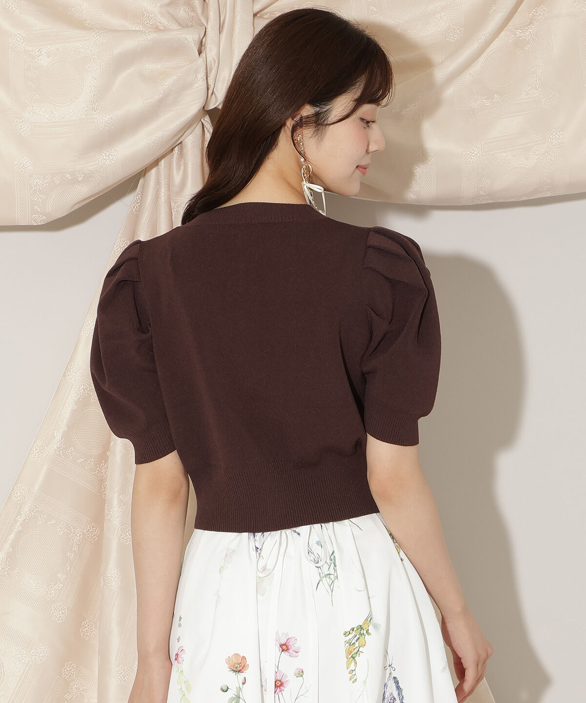 WILLSELECTION「ビジューリボンタックスリーブカーディガン」|カーディガン|