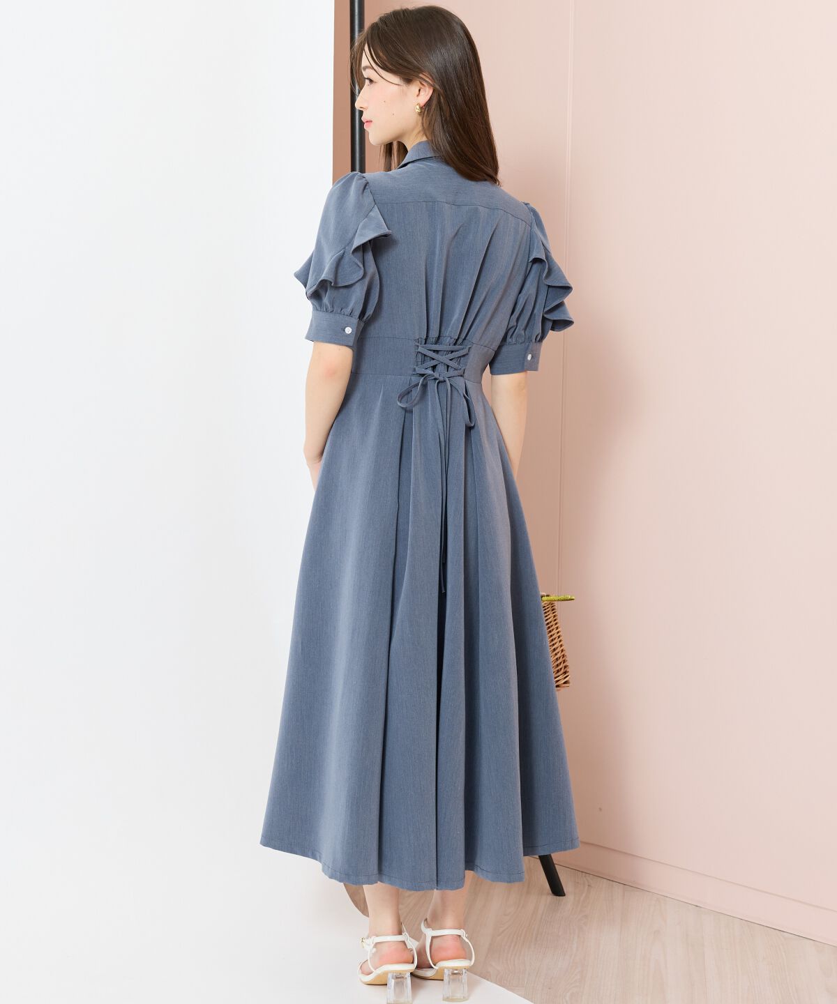 WILLSELECTION「ラッフルパフスリーブシャツワンピース」|ワンピース|