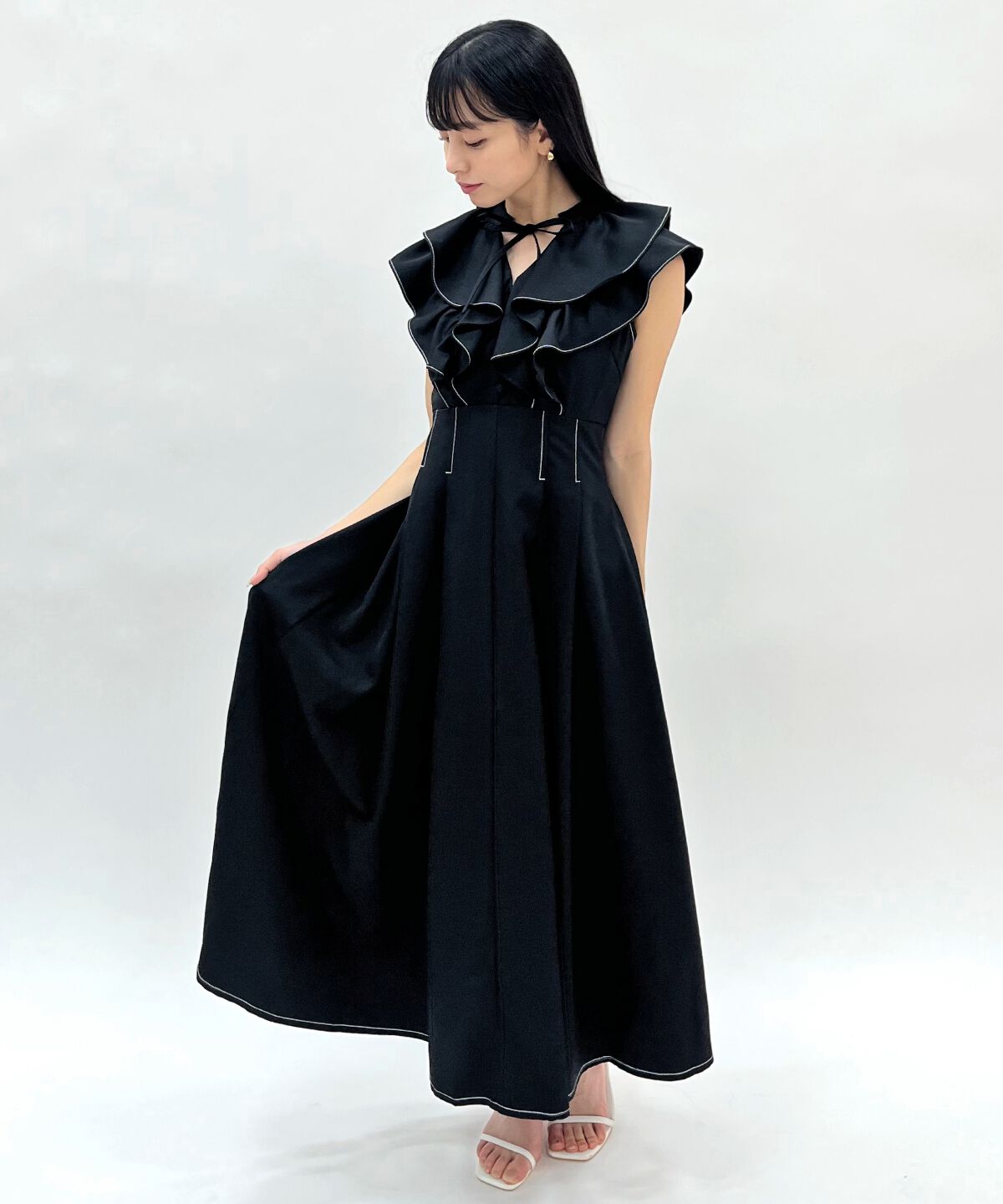 WILLSELECTION「ナローリボンラッフルフリルワンピース」|ワンピース|