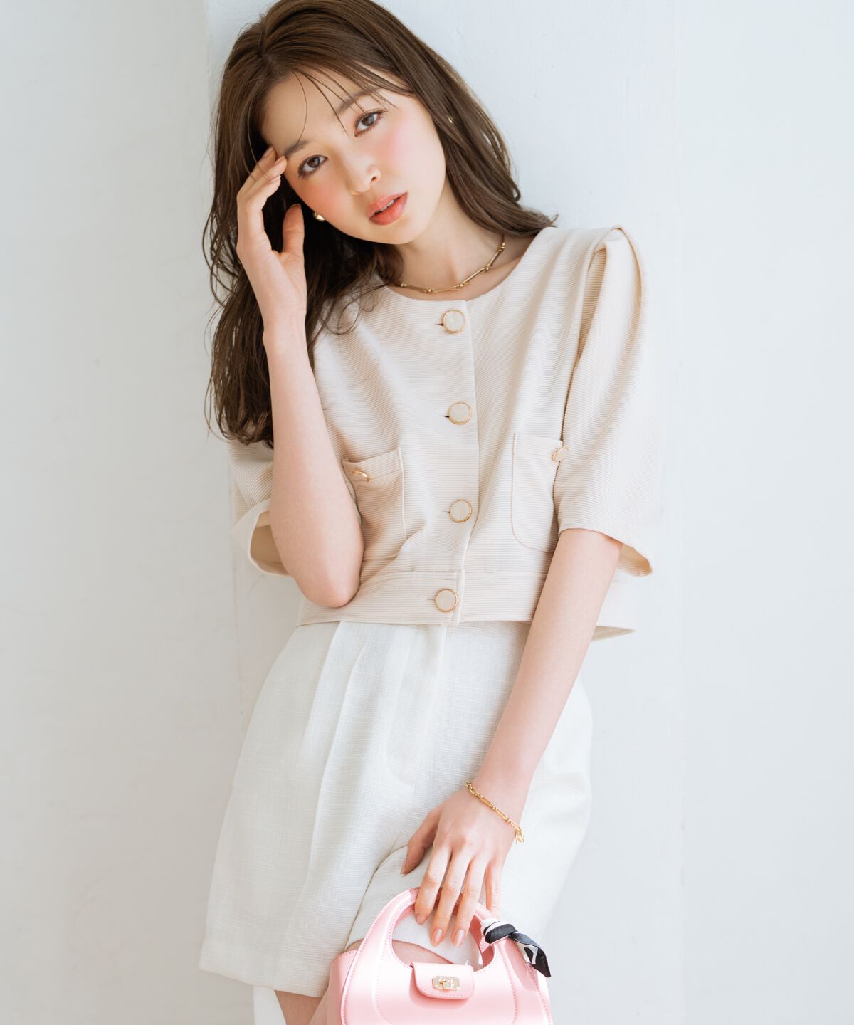 WILLSELECTION「ノーカラーポンチジャケット」|ノーカラージャケット|