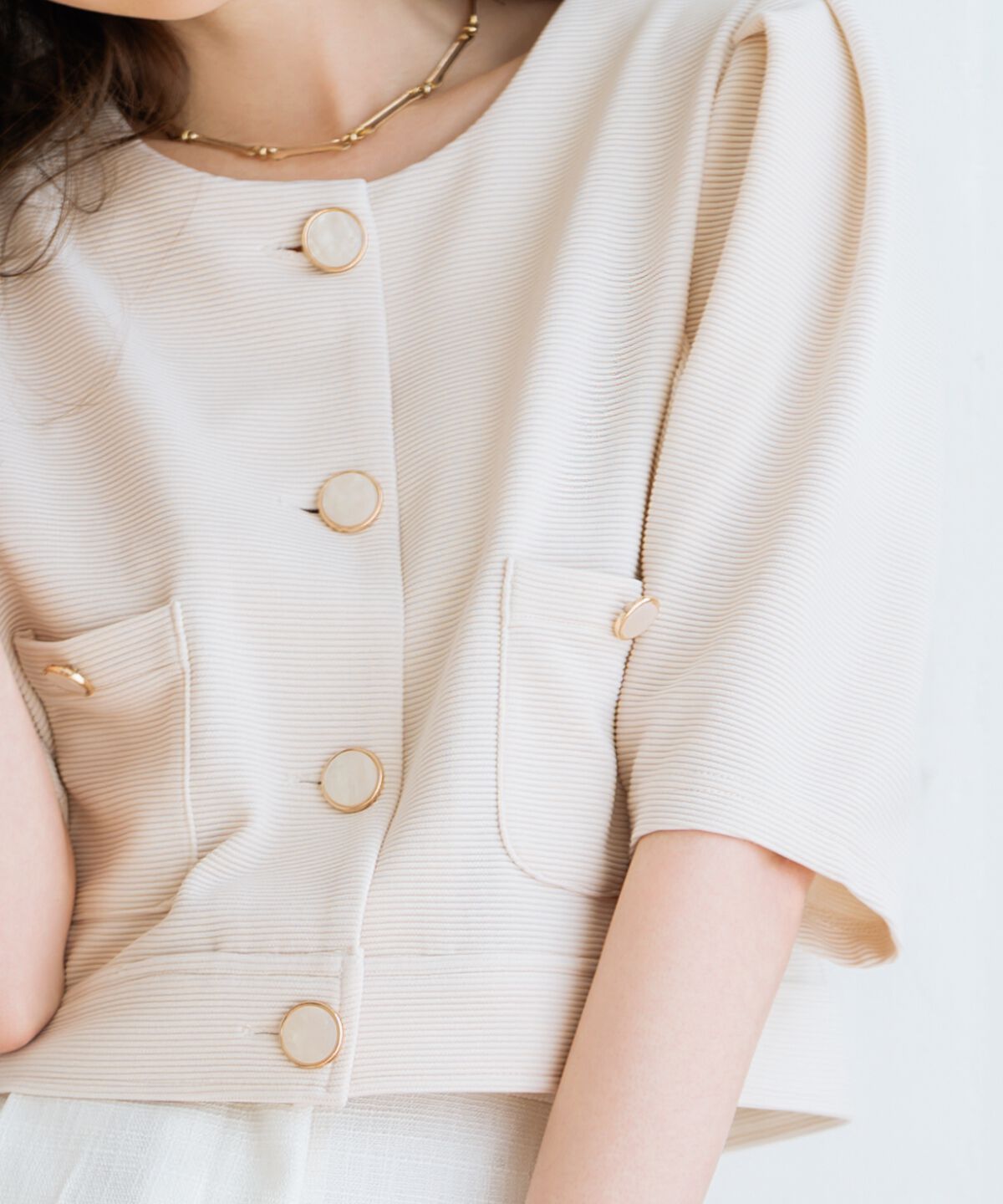 WILLSELECTION「ノーカラーポンチジャケット」|ノーカラージャケット|