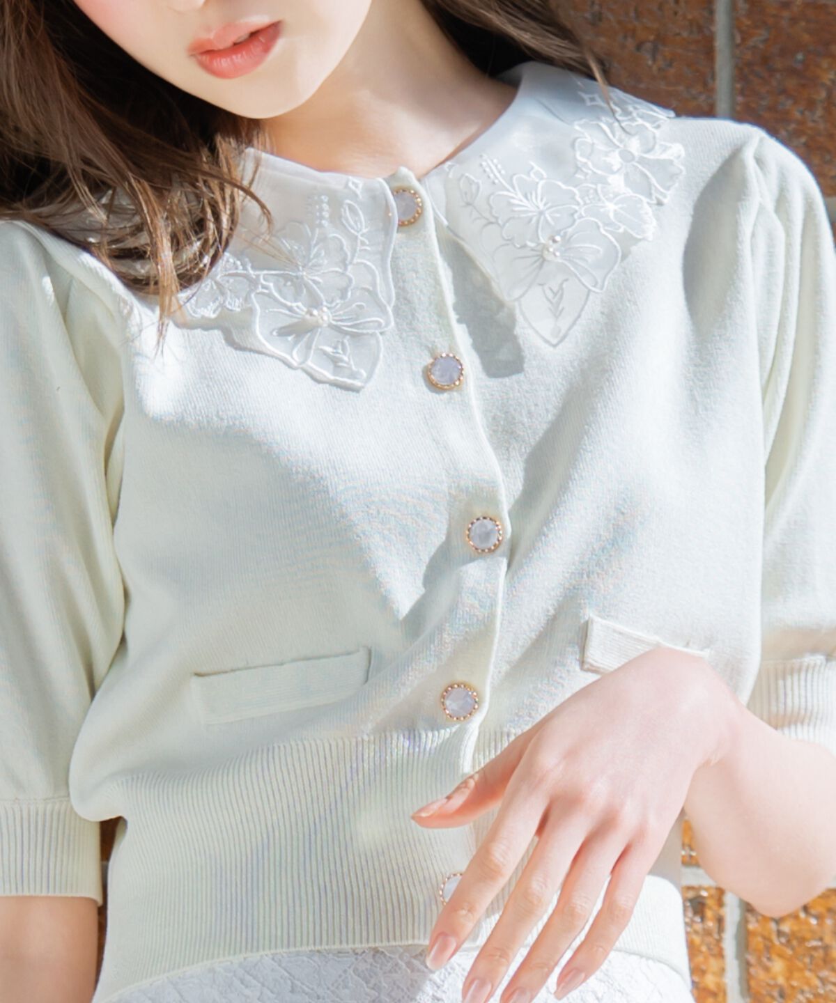 WILLSELECTION「シアーレースカラーカーディガン」|カーディガン|