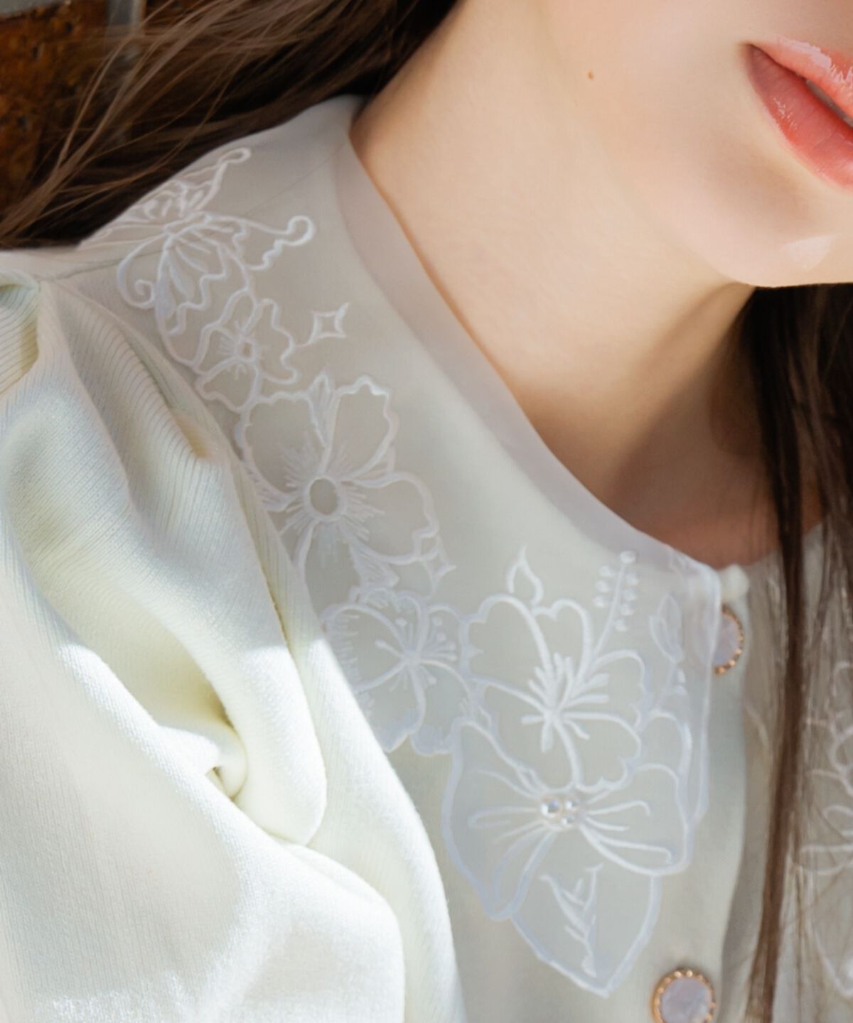 WILLSELECTION「シアーレースカラーカーディガン」|カーディガン|