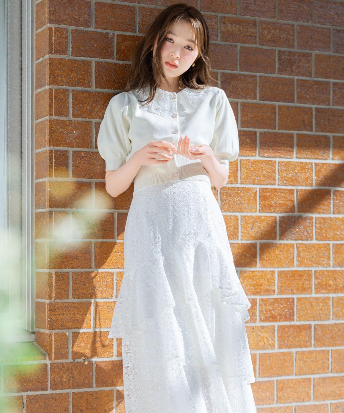 WILLSELECTION「シアーレースカラーカーディガン」|カーディガン|