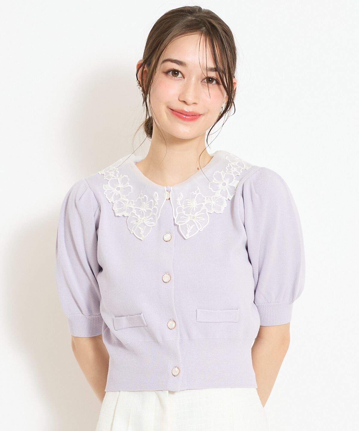 WILLSELECTION「シアーレースカラーカーディガン」|カーディガン|