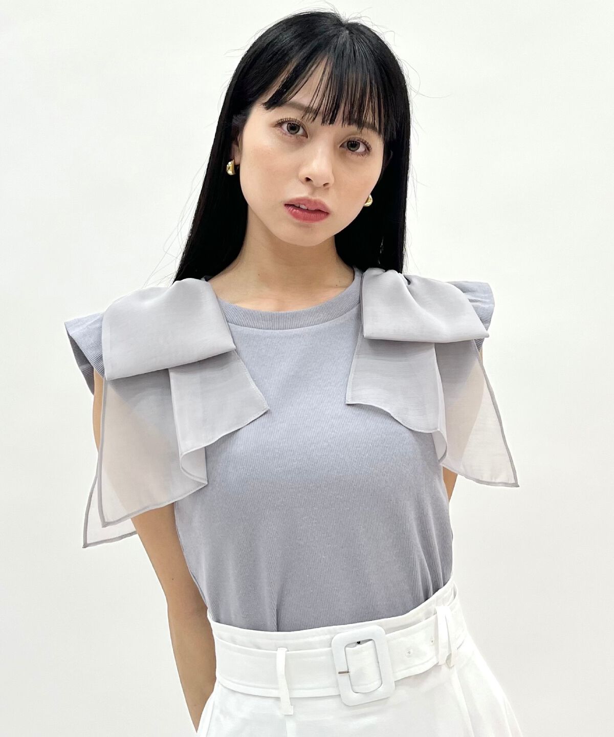 WILLSELECTION「ショルダーリボンカットトップス」|Tシャツ・カットソー|ブルー