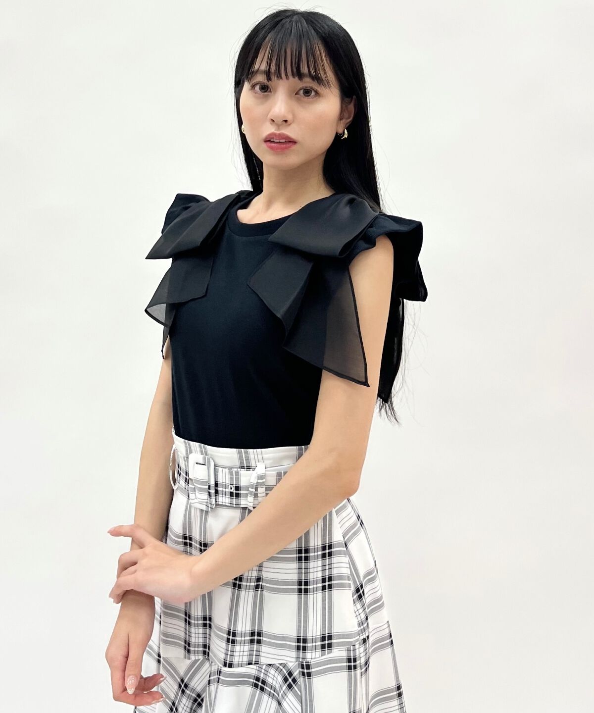 WILLSELECTION「ショルダーリボンカットトップス」|Tシャツ・カットソー|ブラック