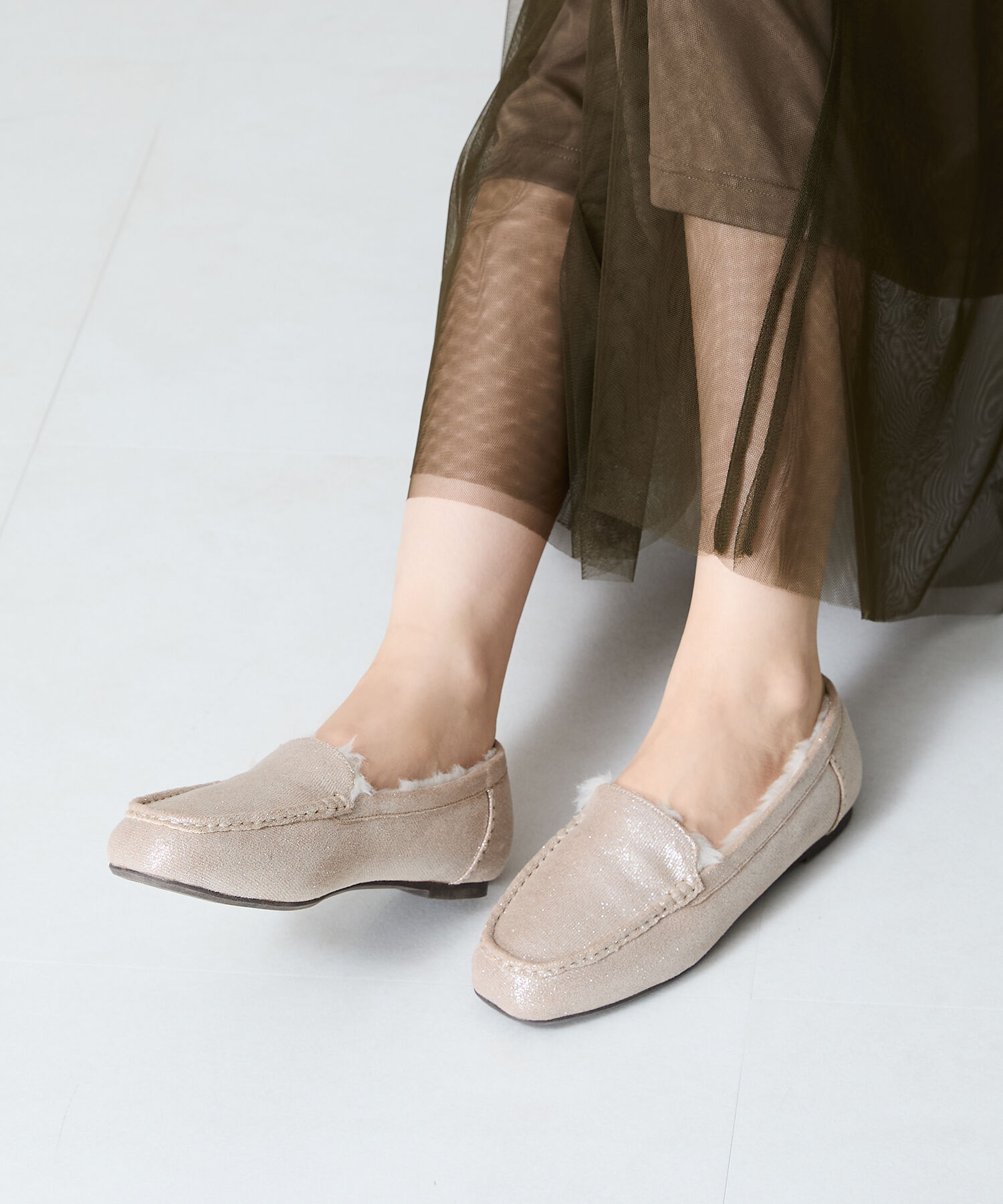 WA Oriental TRaffic「【累計5万足突破】 もこもこ ムートンシューズ /12311 モカシン フェイク ファー 再入荷 フラット」|パンプス|