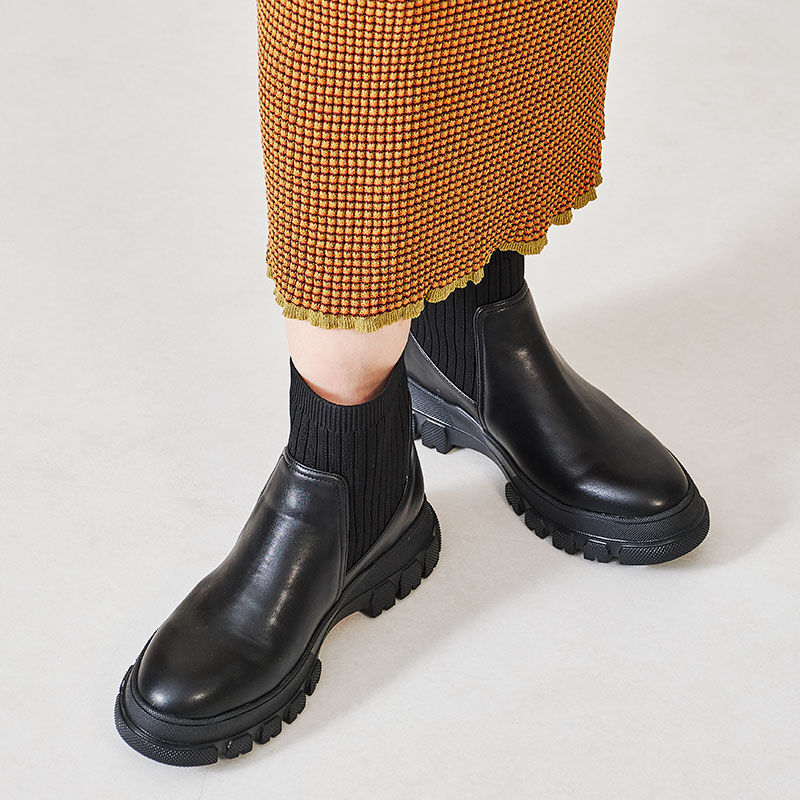 ORiental TRaffic「トラックソールリブニットブーツ/31404」|ショートブーツ|