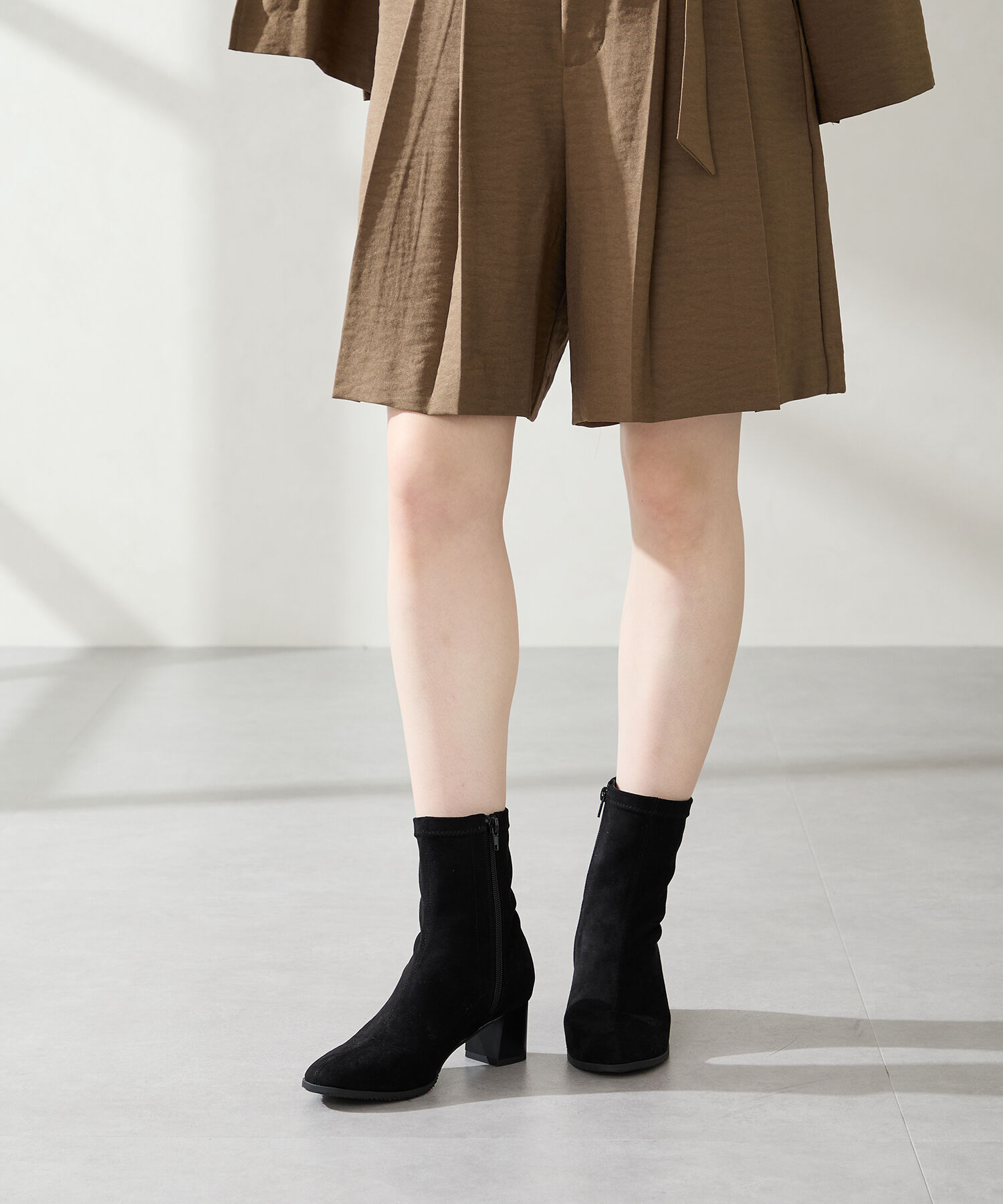 WA Oriental TRaffic「チャンキーヒール ストレッチブーツ /52406 スエードブーツ」|ショートブーツ|