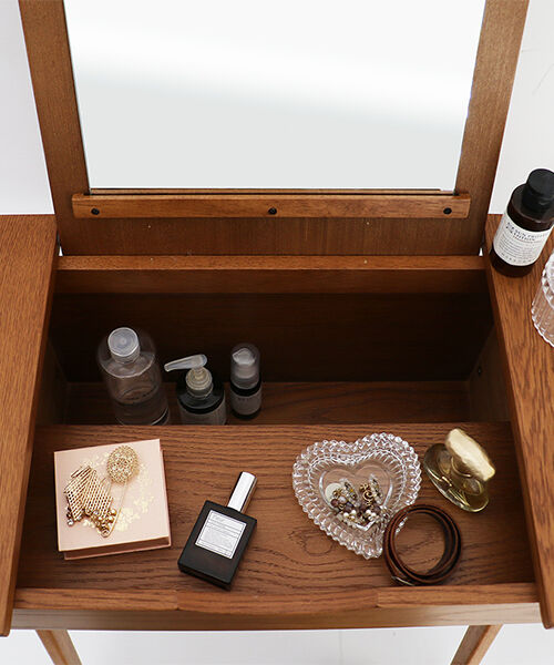  「コンパクトドレッサー toledoドレッサー＆スツールセット」|ミラー|