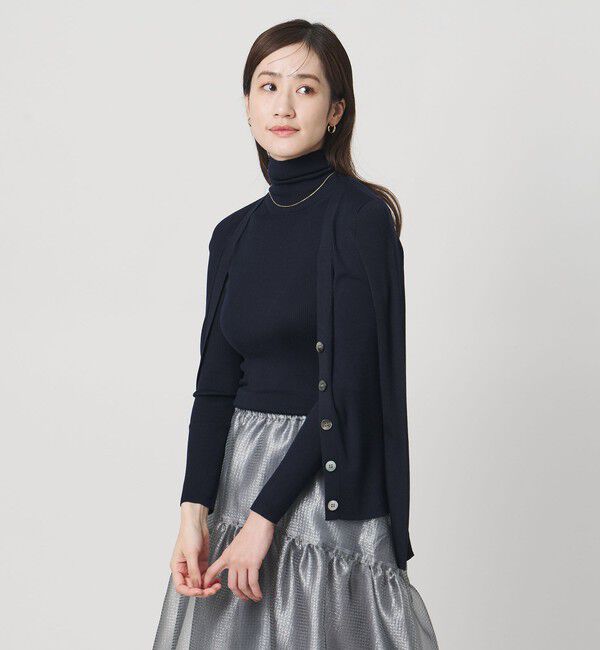 UNITED ARROWS「シルクリブ Vネック カーディガン」|カーディガン|NAVY