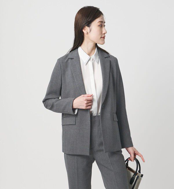 UNITED ARROWS「ダブルクロス ジャケット ‐ストレッチ ウォッシャブル‐」|テーラードジャケット|DK.GRAY