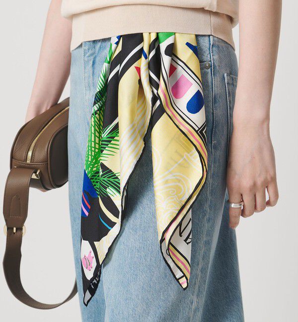 UNITED ARROWS「＜manipuri＞SILK 65&times;65 スカーフ 26SS」|バンダナ・スカーフ|YELLOW