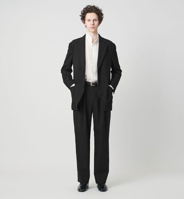 UNITED ARROWS「＜District＞ウォッシュド トロピカルウール 2プリーツ ワイドパンツ」|スラックス|