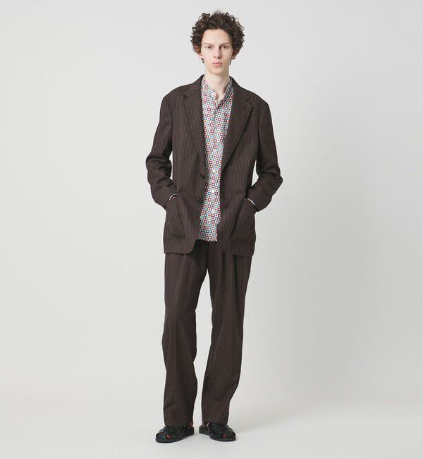 UNITED ARROWS「＜District＞ウォッシュド トロピカルウール 2プリーツ ワイドパンツ」|スラックス|