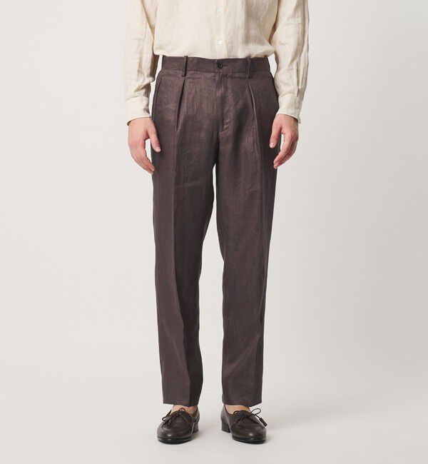UNITED ARROWS「リネン ツイル １プリーツ リラックス テーパード イージースラックス」|スラックス|