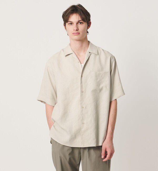 UNITED ARROWS「トリアセテート/ポリエステル ツイル オープンカラーシャツ」|シャツ・ブラウス|NATURAL