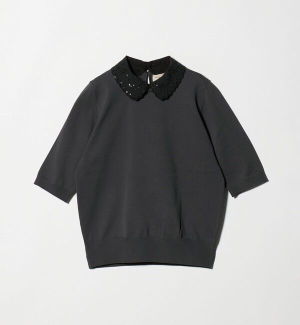 UNITED ARROWS「レディー フラワー ビジュー ニット」|ニット・セーター|DK.GRAY