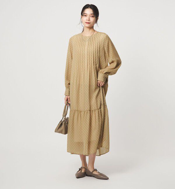 UNITED ARROWS green label relaxing「ドット シアー ティアード ワンピース」|ドレス|