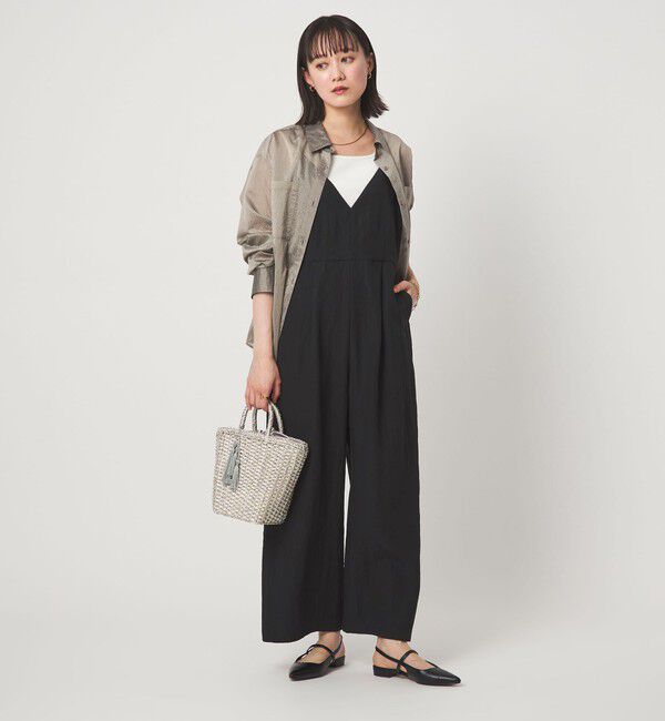 UNITED ARROWS green label relaxing「［size SHORT/TALLあり］フィブリル Vネック オールインワン」|オールインワン|BLACK