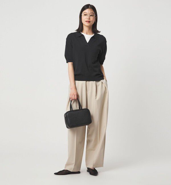 UNITED ARROWS green label relaxing「【WEB限定】＜at ease＞エリツキ スキッパー ニット 接触冷感 UVカット 遮熱」|ニット・セーター|