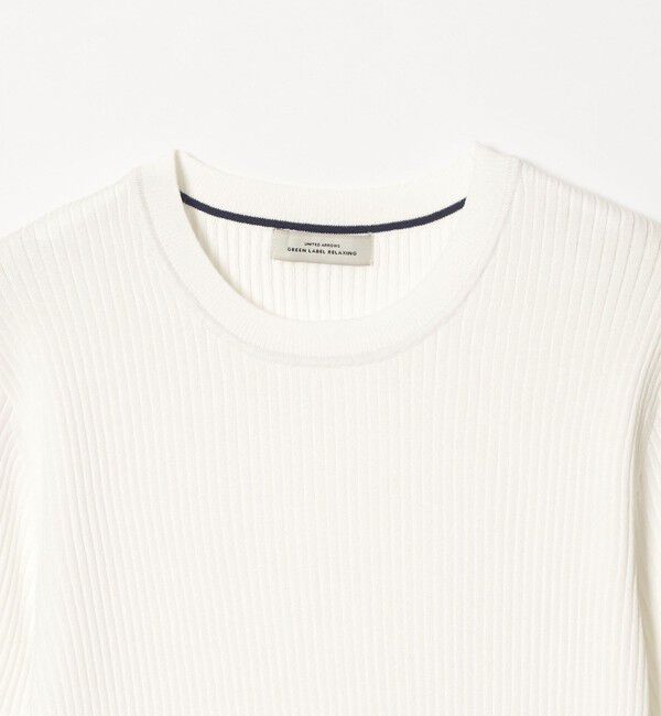 UNITED ARROWS green label relaxing「【WEB限定】＜at ease＞ソデサキ バイカラー 5分袖 プルオーバー ニット」|ニット・セーター|