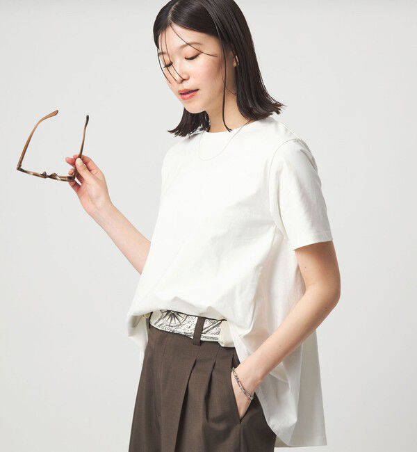 UNITED ARROWS green label relaxing「【WEB限定】＜at ease＞バック フレア カットソー  接触冷感 UVカット 遮熱」|Tシャツ・カットソー|WHITE