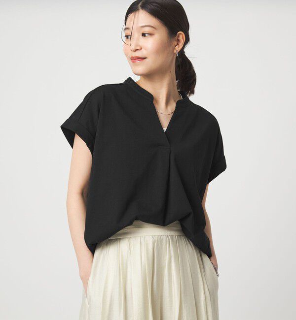 UNITED ARROWS green label relaxing「【WEB限定】＜at ease＞スキッパー カットソー 接触冷感 UVカット 遮熱」|Tシャツ・カットソー|