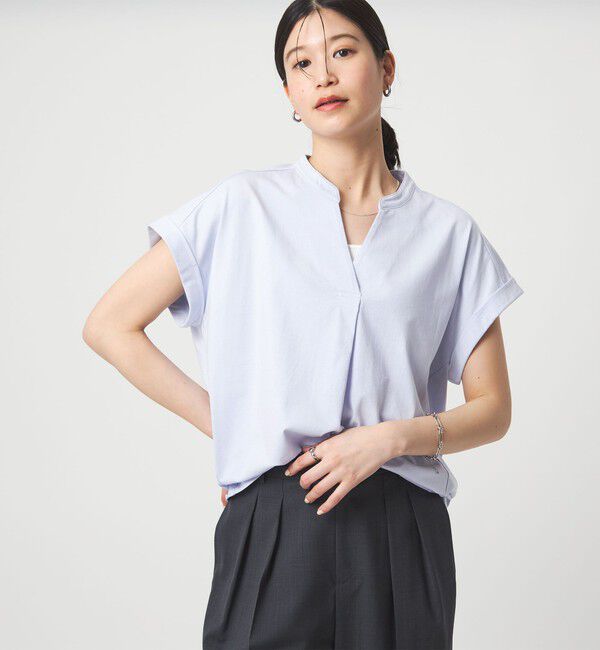 UNITED ARROWS green label relaxing「【WEB限定】＜at ease＞スキッパー カットソー 接触冷感 UVカット 遮熱」|Tシャツ・カットソー|LT.BLUE