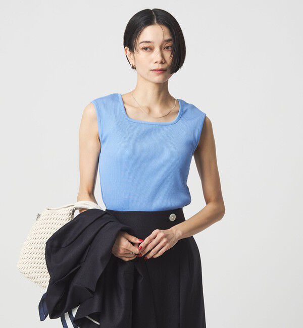 UNITED ARROWS green label relaxing「ブライトリブ デコルテ フレンチスリーブ プルオーバー カットソー」|Tシャツ・カットソー|LT.BLUE