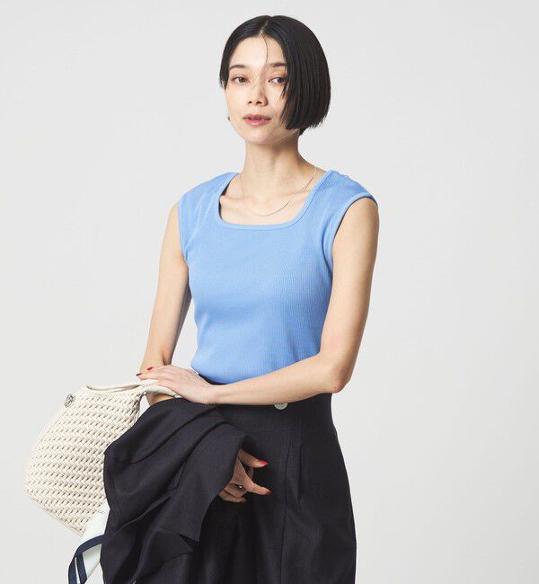 UNITED ARROWS green label relaxing「ブライトリブ デコルテ フレンチスリーブ プルオーバー カットソー」|Tシャツ・カットソー|