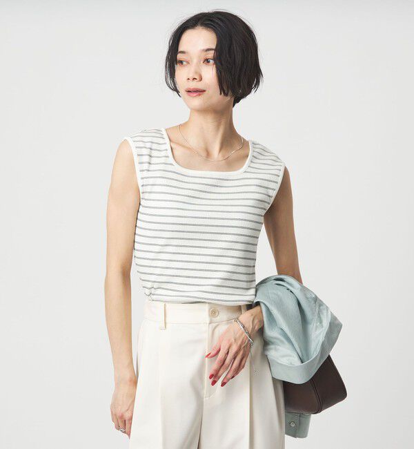 UNITED ARROWS green label relaxing「ブライトリブ デコルテ フレンチスリーブ プルオーバー カットソー」|Tシャツ・カットソー|