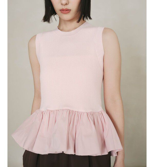 EMMEL REFINES「＜EMMEL REFINES＞EM スソバルーン ノースリーブ ニット」|ニット・セーター|PINK