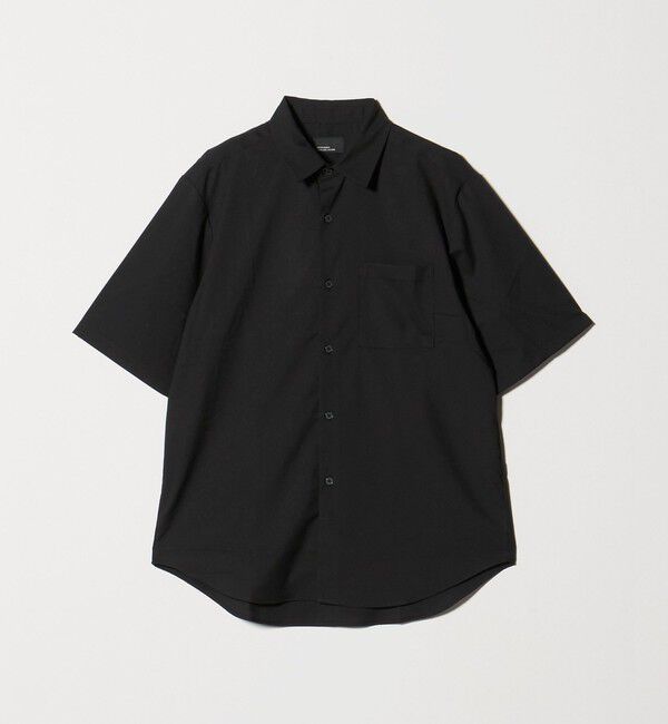 UNITED ARROWS green label relaxing「【WEB限定】JUST fit ウールライク 半袖 シャツ」|シャツ・ブラウス|BLACK